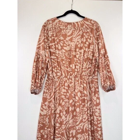 Petal & Pup Dress Brown Katerina Maxi V Neck Button Down Floral Boho Medium - Picture 11 of 12